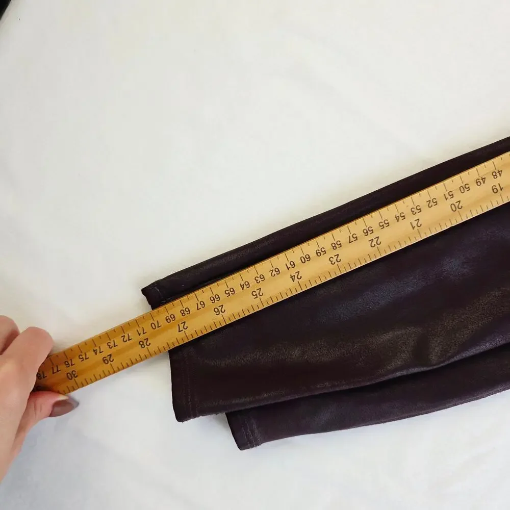 SPANX Faux Leather Leggings Medium Burgundy High Waist Shaping Baddie Moto
